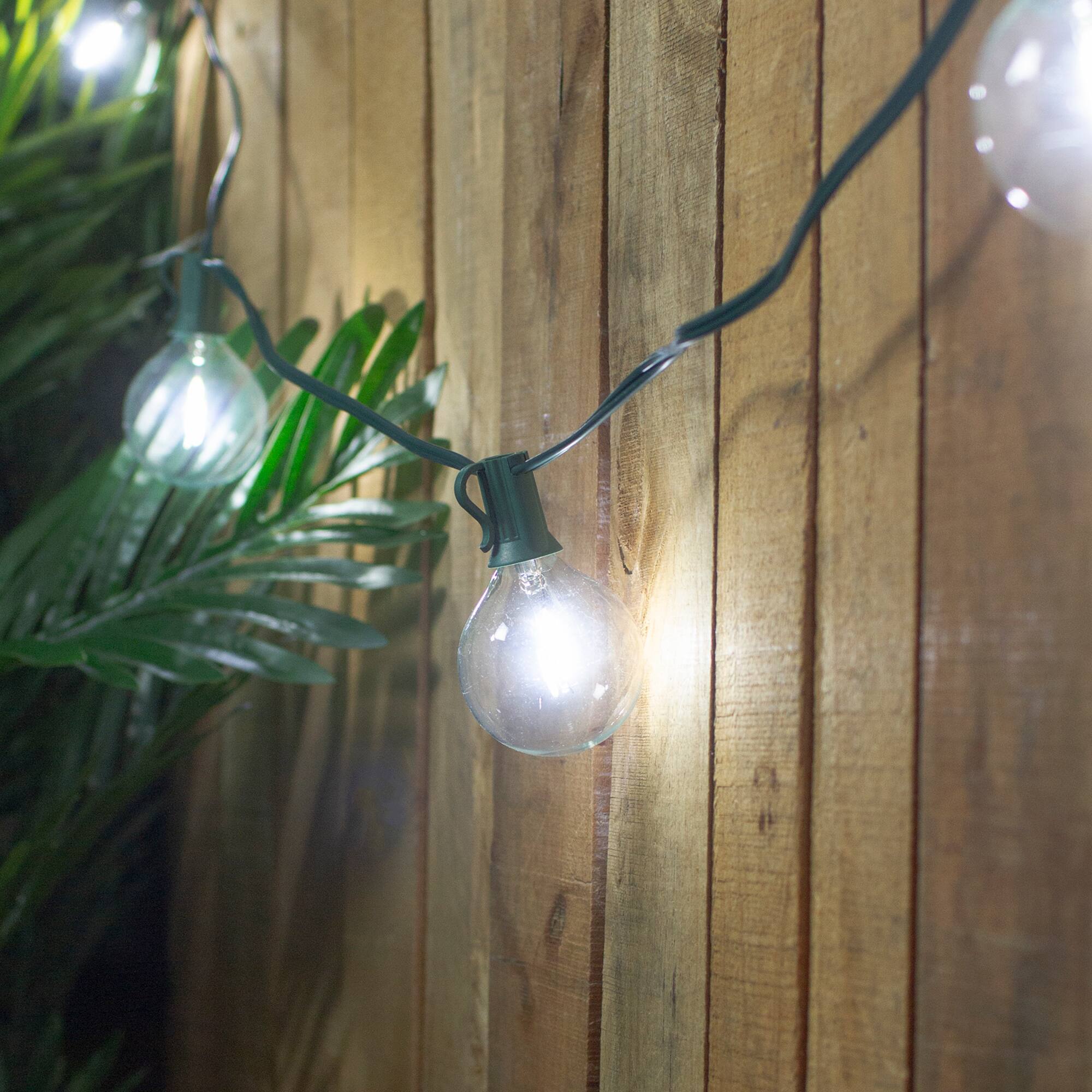 10ct. Pure White LED G50 Globe Patio Lights in Green Wire